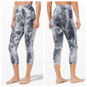 Lululemon Wunder Under High-Rise Crop 21” Leggings Marble Dye Classic Navy Sz 6